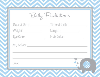 Chevron Yellow Elephant Baby Prediction Cards