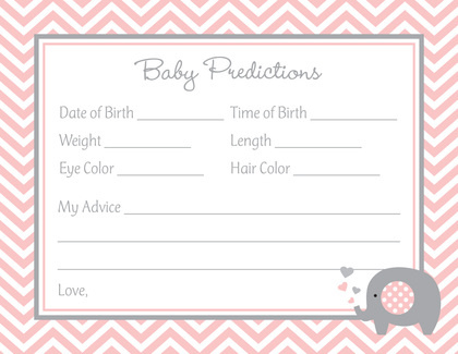 Chevron Navy Elephant Baby Prediction Cards