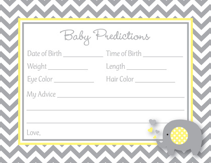 Chevron Yellow Elephant Baby Raffle Cards