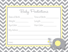 Chevron Yellow Elephant Baby Prediction Cards