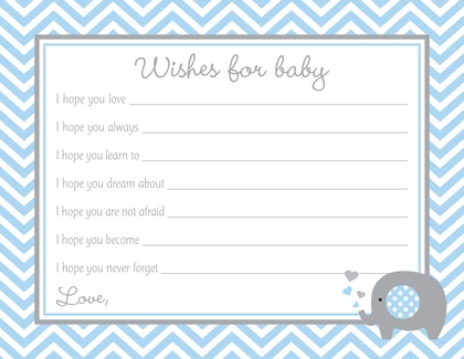 Blue Chevron Elephant Baby Prediction Cards