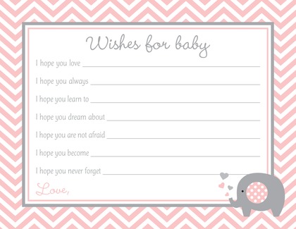 Pink Elephants Baby Shower Chevrons Invitation