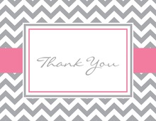 Pink Giraffes Grey Chevron Thank You Cards