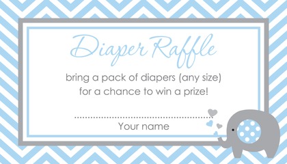 Chevron Yellow Elephant Baby Raffle Cards