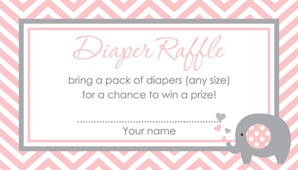 Pink Elephants Baby Shower Chevrons Invitation