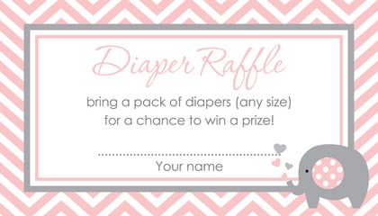 Chevron Yellow Elephant Baby Raffle Cards