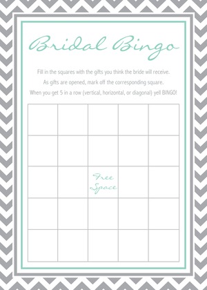 Grey Chevron Mustard Bridal Shower Bingo Game