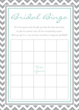 Grey Chevron Aqua Bridal Shower Bingo Game