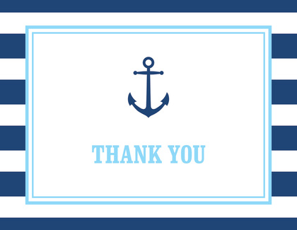 Navy Stripes Anchor Light Blue Invitations