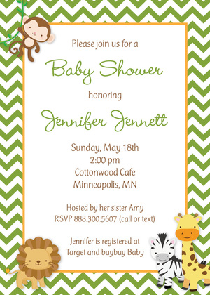 Safari Animals Baby Shower Fill-in Invitations