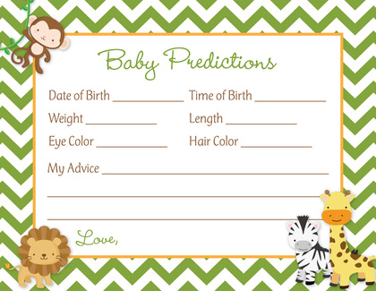 Green Chevron Safari Animals Baby Shower Invitations