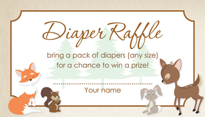 Woodland Animals Baby Shower Bingo Game