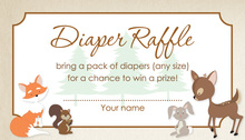 Woodland Animals Pink Border Diaper Raffle Cards