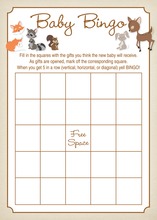 Woodland Animals Baby Shower Bingo Game