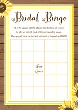 Sunflower Oilcloth Bridal Shower Bingo Game