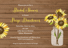 Mason Jar Sunflowers On Chalkboard Invitations