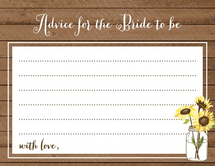 Yellow Sunflowers Mason Jar Recipe Cards