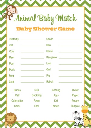 Green Chevron Safari Animals Advice Cards