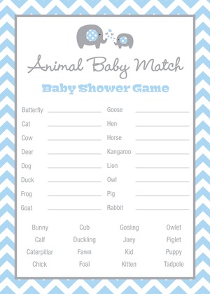Blue Elephant Baby Shower Fill-in Invitations