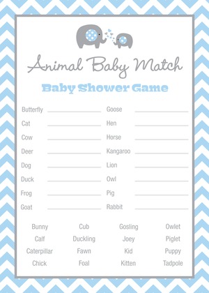 Mint Chevron Elephant Baby Animal Name Game