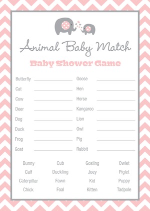 Pink Chevron Elephant Baby Shower Price Game