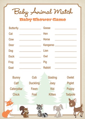 Woodland Animals Baby Shower Invitations