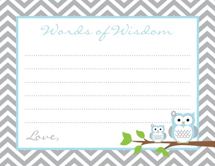 Powder Blue Adorable Hoot Baby Bingo Cards