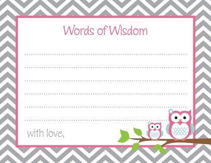 Deep Pink Adorable Hoot Baby Prediction Cards