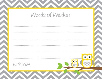 Deep Yellow Adorable Hoot Baby Wish Cards