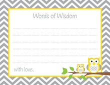 Yellow Grey Chevron Owls Advice Cards