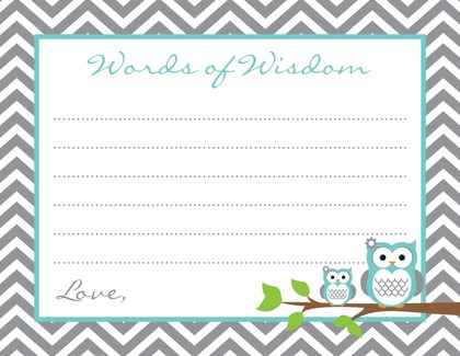 Teal Owl Chevron Baby Shower Fill-in Invites