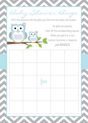 Powder Blue Adorable Hoot Baby Prediction Cards