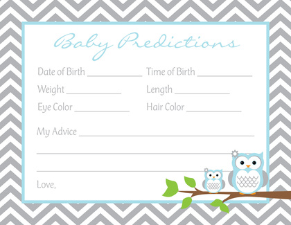 Powder Blue Adorable Hoot Baby Bingo Cards