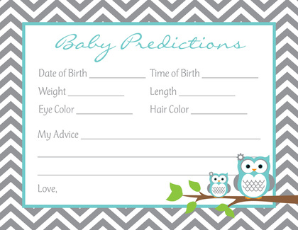 Deep Pink Adorable Hoot Baby Prediction Cards