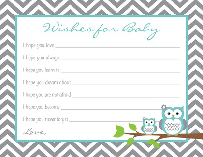 Deep Yellow Adorable Hoot Baby Wish Cards