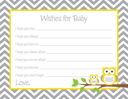 Yellow Grey Chevron Owls Advice Cards