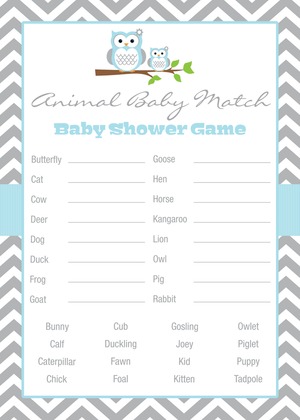 Powder Blue Adorable Hoot Baby Prediction Cards