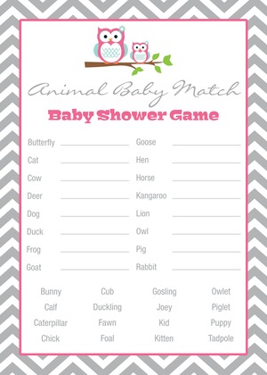 Deep Pink Adorable Hoot Baby Prediction Cards