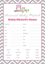 Purple Chevron Owls Baby Animal Name Game