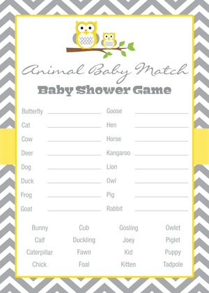 Yellow Grey Chevron Owls Advice Cards