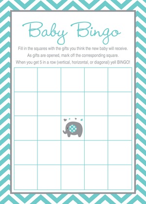Teal Elephant Baby Shower Fill-in Invitations