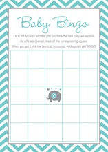 Yellow Chevron Elephant Baby Shower Bingo Game