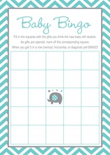 Grey Chevron Aqua Baby Shower Bingo Cards