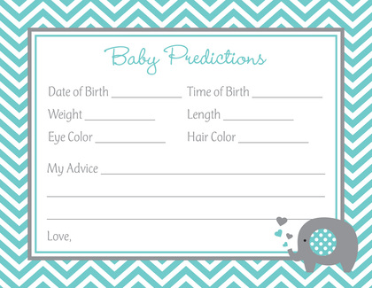 Blue Chevron Elephant Baby Prediction Cards