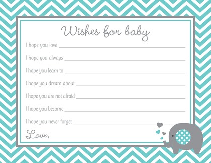 Teal Chevron Elephant Note Cards