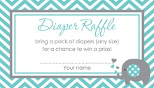 Turquoise Chevron Elephant Raffle Cards