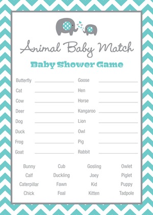 Teal Elephant Baby Shower Fill-in Invitations
