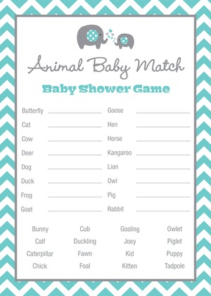 Turquoise Chevron Elephant Baby Bingo