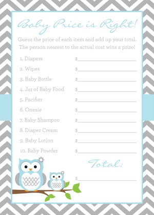 Powder Blue Adorable Hoot Baby Wish Cards