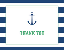 Navy Striped Red Sailboat Thank You Cards